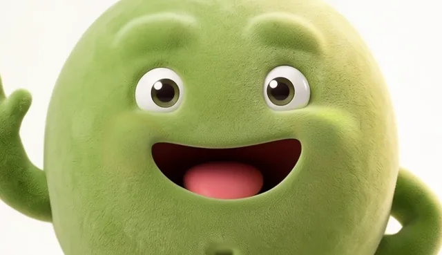 Pea's face with plain green cheeks
