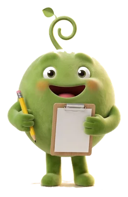 Pea with a clipboard