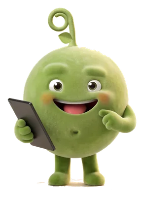 Pea holding a tablet