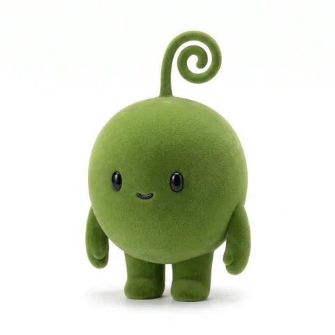 Pea in soft green velvet