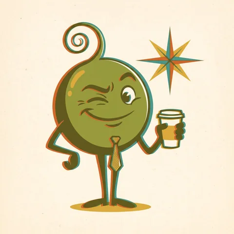 Pea in a retro print style