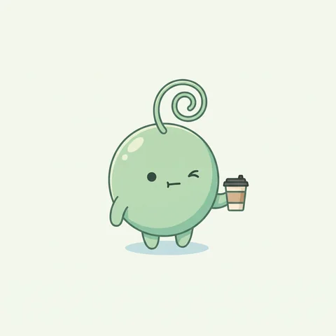 Pea as a tiny flat kawaii drawing