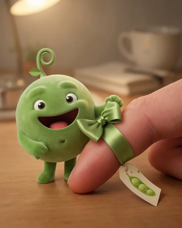 A Facebook post picture: Pea tying a green ribbon round someone's finger