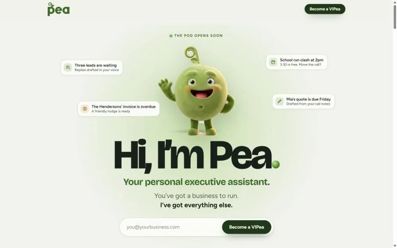 The meetpea.com home page